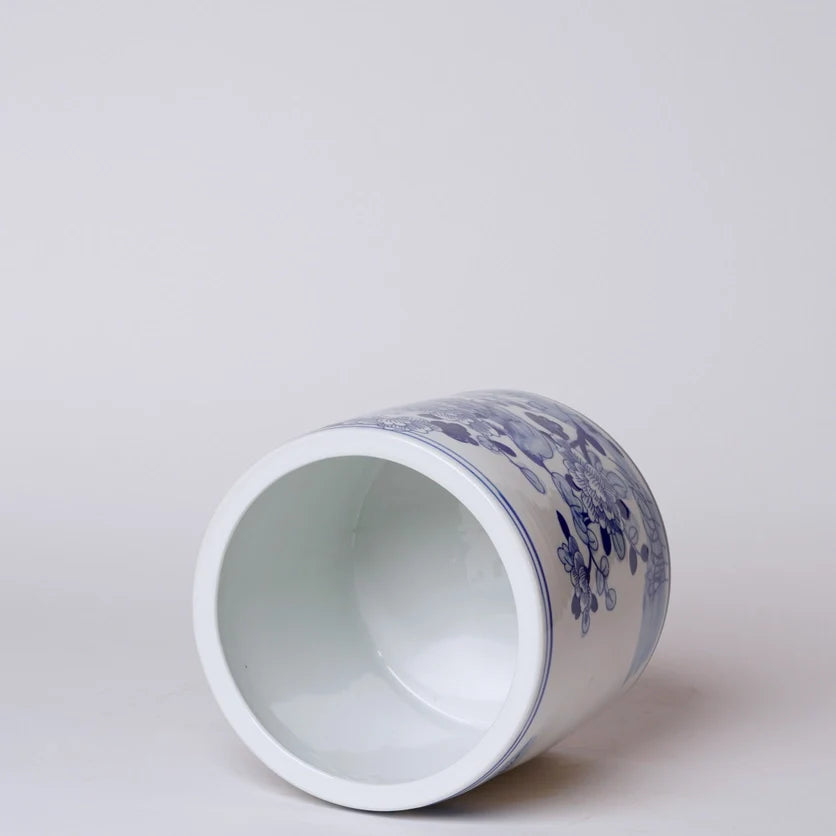 Cache-pot oiseau sur branche fleurie