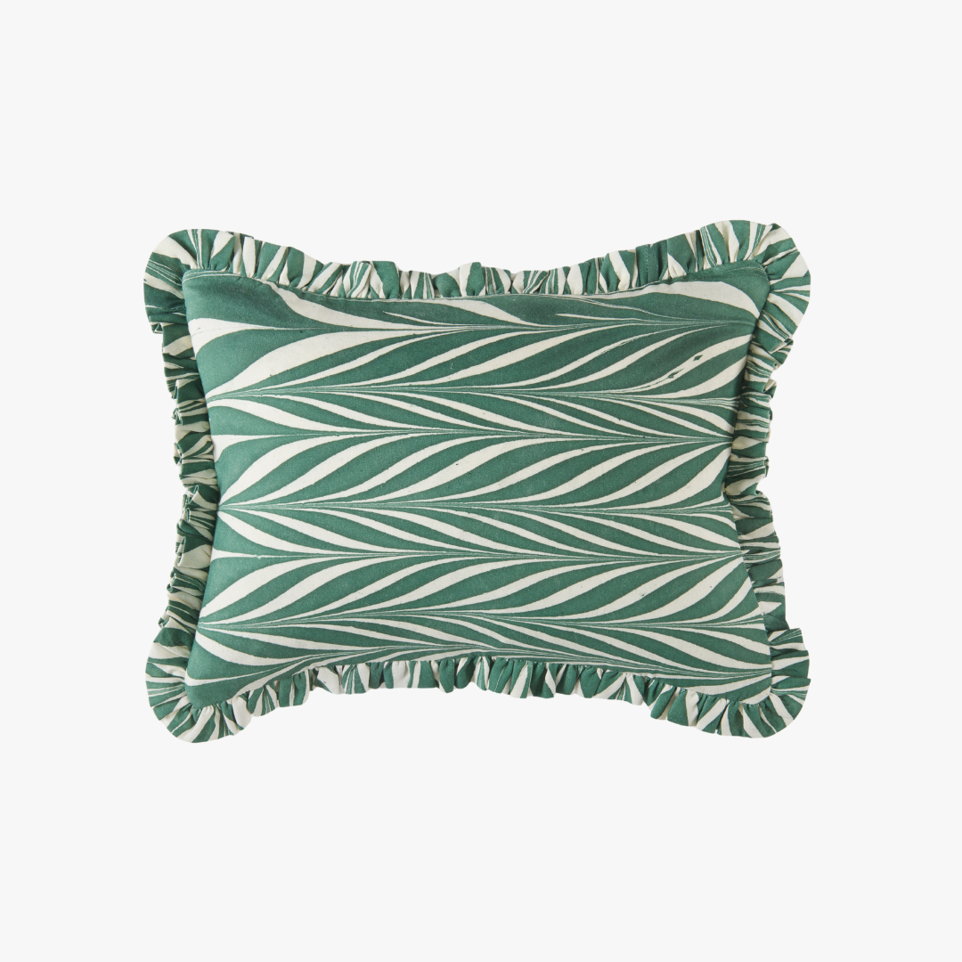 Housse de coussin lombaire à chevrons verts