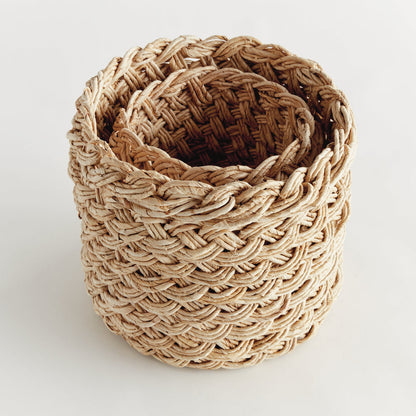 Ensemble de paniers de rangement tressés en abaca