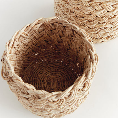 Ensemble de paniers de rangement tressés en abaca