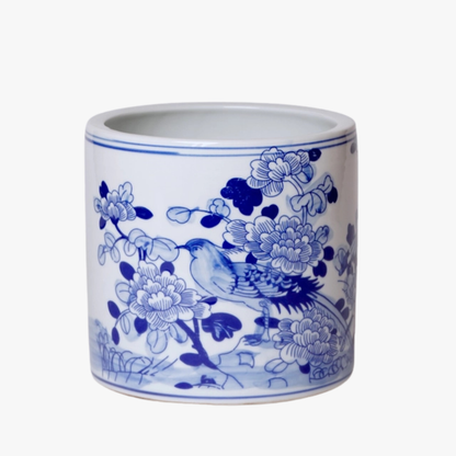 Cache-pot oiseau sur branche fleurie