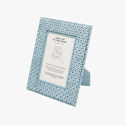 Cadre photo à pois bleus