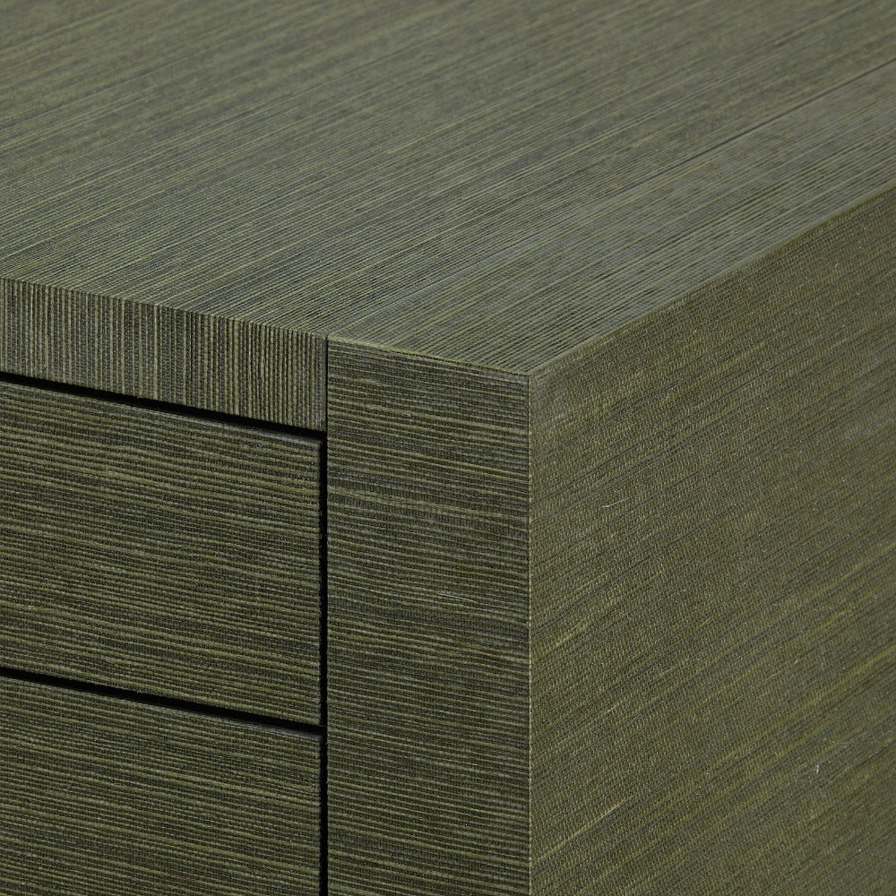 Table de chevet Cardiff en toile de graminée vert olive foncé