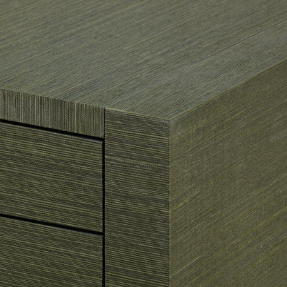 Table de chevet Cardiff en toile de graminée vert olive foncé