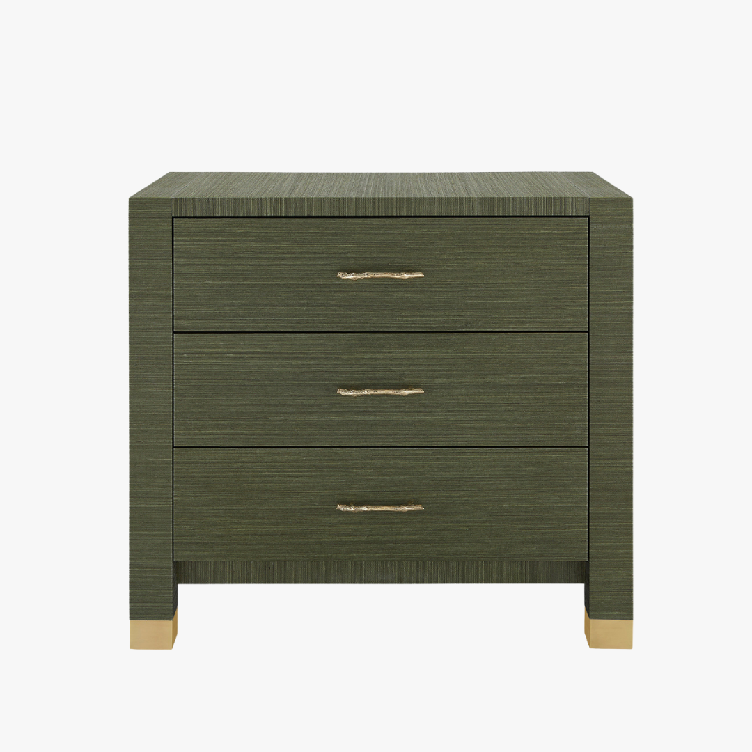 Table de chevet Cardiff en toile de graminée vert olive foncé