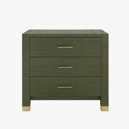 Table de chevet Cardiff en toile de graminée vert olive foncé
