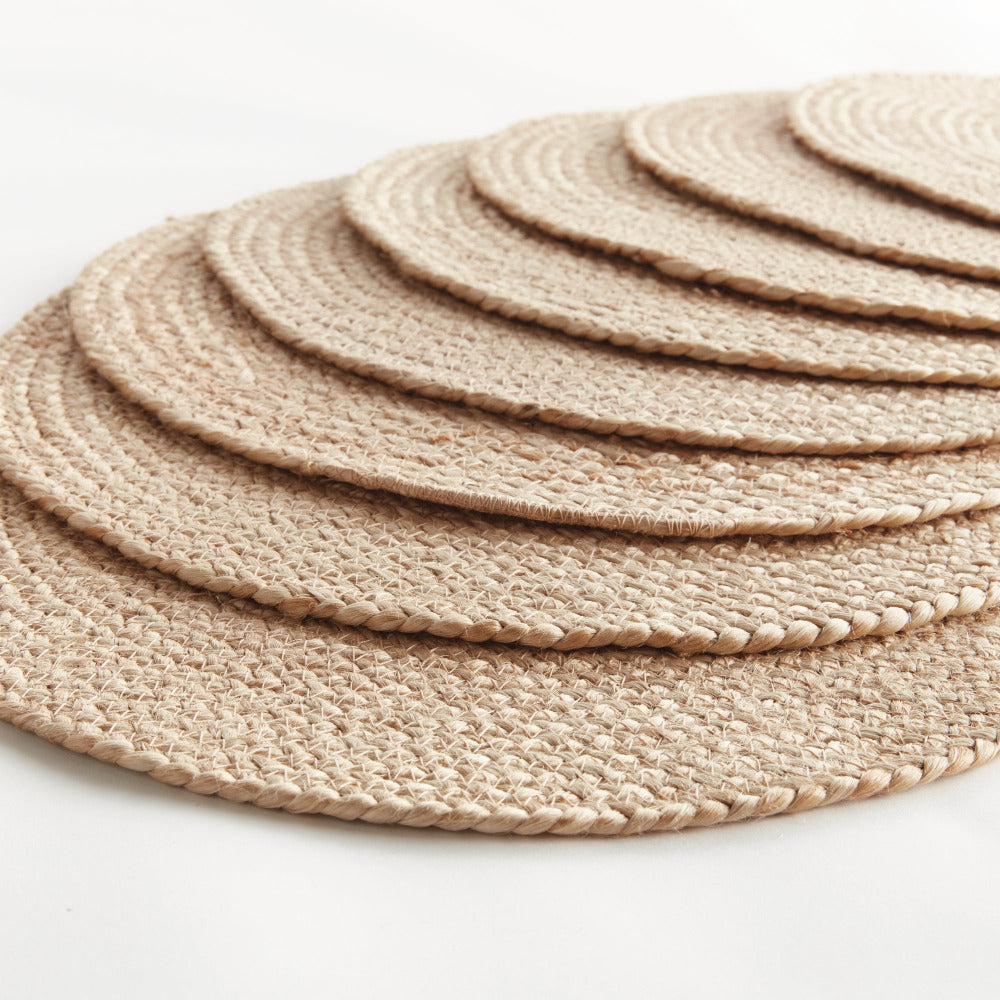 Sets de table ronds en jute enroulé Caribe