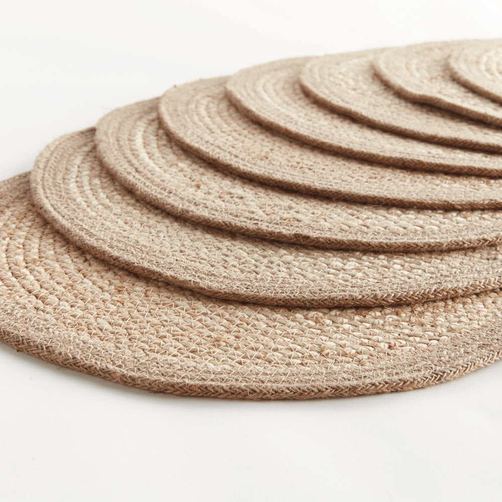 Sets de table ronds en jute enroulé Caribe