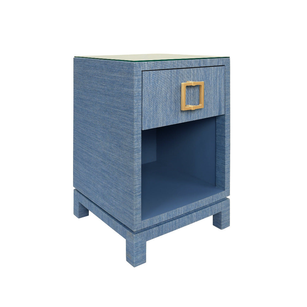 Table d'appoint Edmond en tissu d'herbe bleu