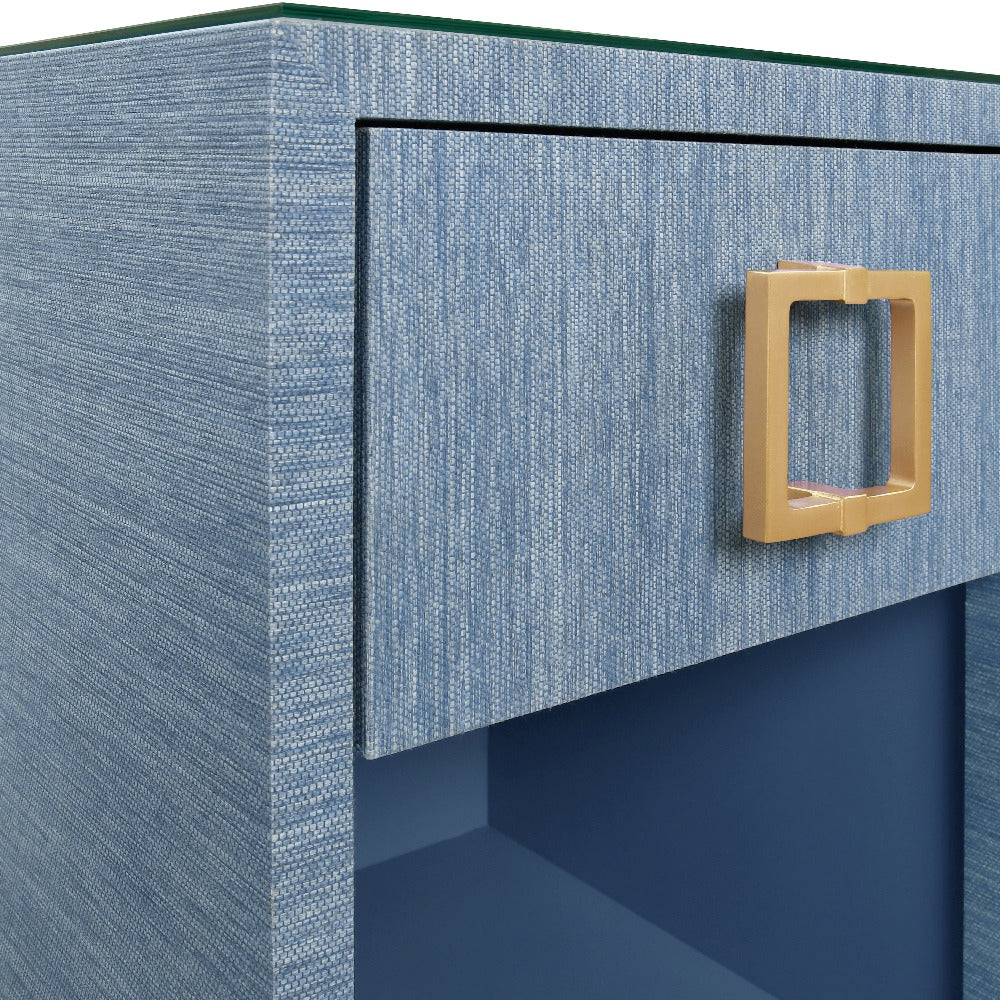 Table d'appoint Edmond en tissu d'herbe bleu