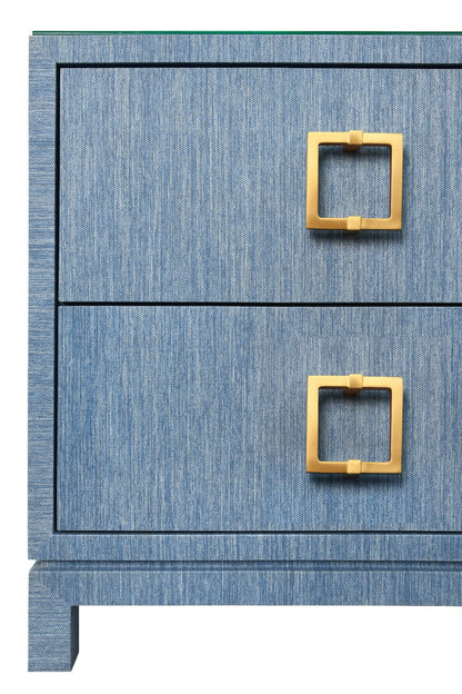 Table de chevet Edmond en tissu de graminées bleu