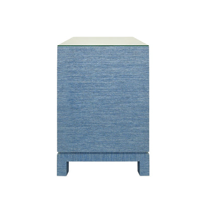 Table de chevet Edmond en tissu de graminées bleu