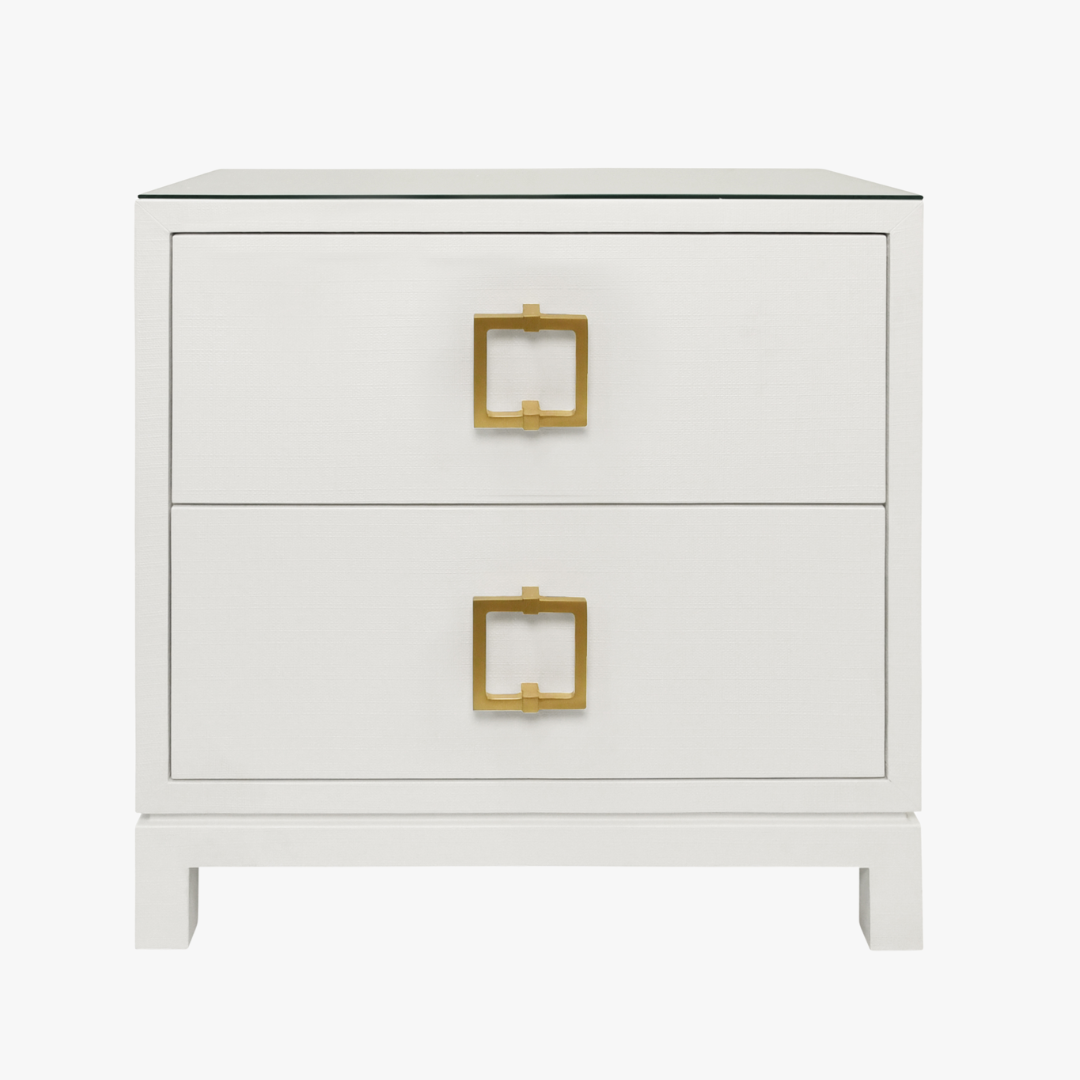 Table de chevet Edmond en lin blanc