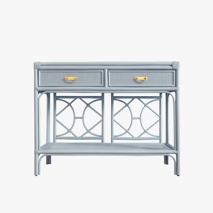 Console Fernandina en rotin bleu clair
