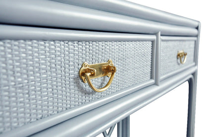 Console Fernandina en rotin bleu clair