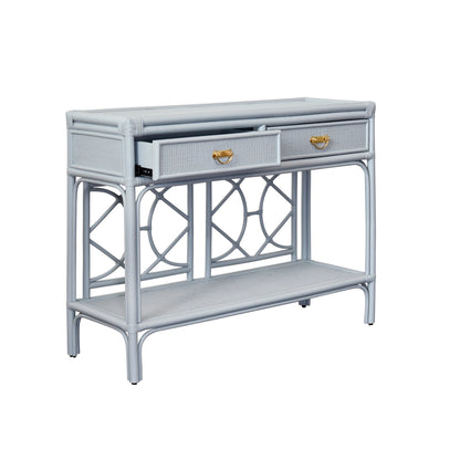 Console Fernandina en rotin bleu clair
