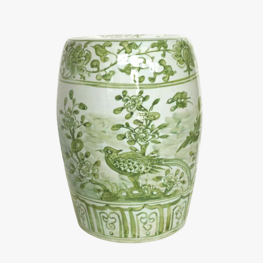 Tabouret de jardin à branches fleuries vertes