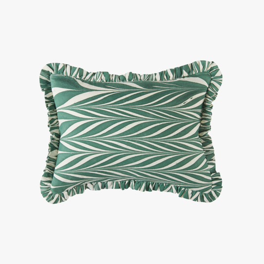 Housse de coussin lombaire à chevrons verts