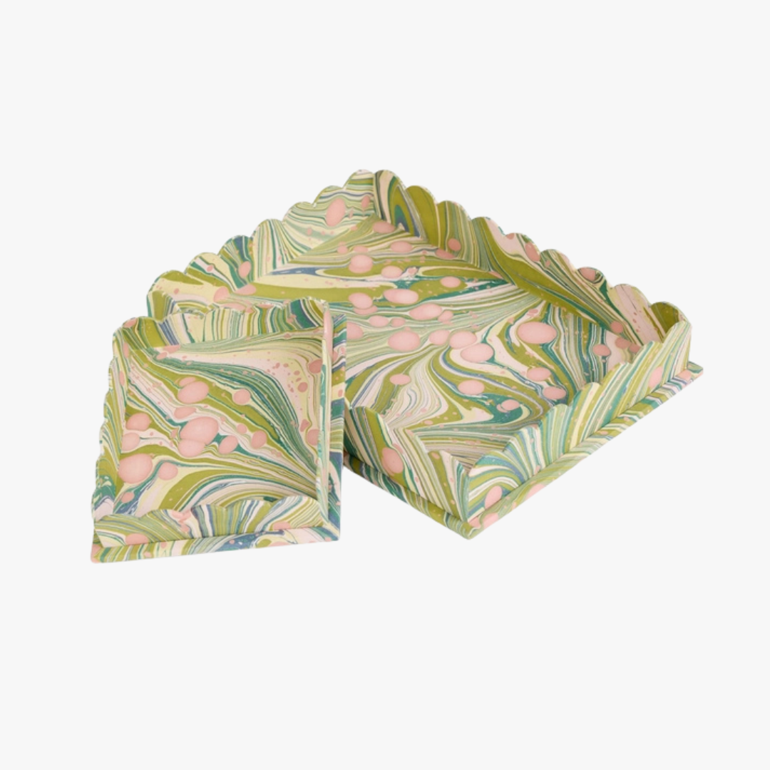 Ensemble de plateaux de bureau en marbre Moss Fire