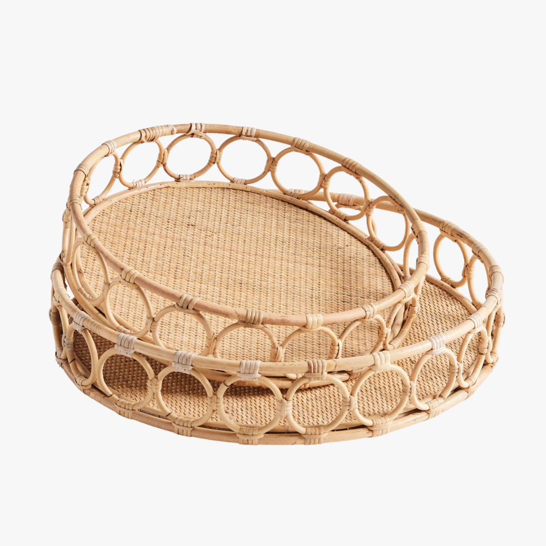 Ensemble de plateaux ronds en rotin Nanette