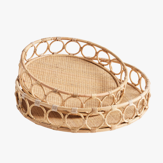Ensemble de plateaux ronds en rotin Nanette