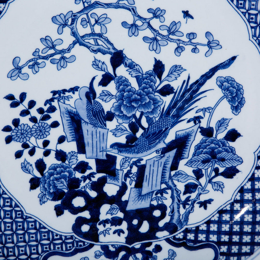 Assiette décorative à motif floral de faisan