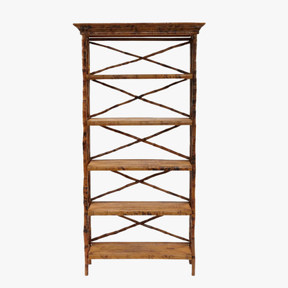 Bibliothèque anglaise en bambou et tortue