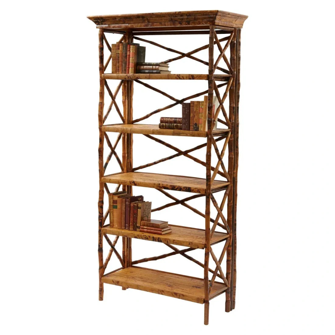 Bibliothèque anglaise en bambou et tortue