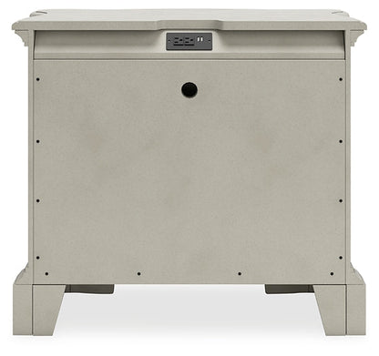 Lit rembourré Arlendyne King avec commode, coffre et table de chevet à miroir