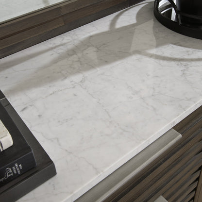 Lit queen-size Arkenton avec commode et coffre à miroir