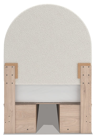 Lit double à panneaux rembourrés Arloster avec rangement